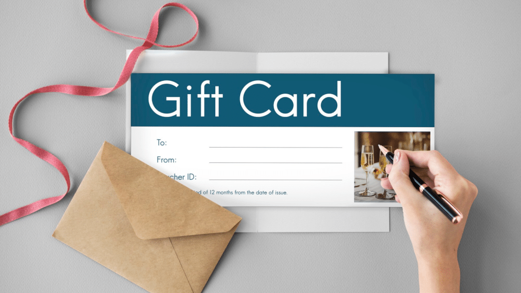 a hand writing Gift-cards